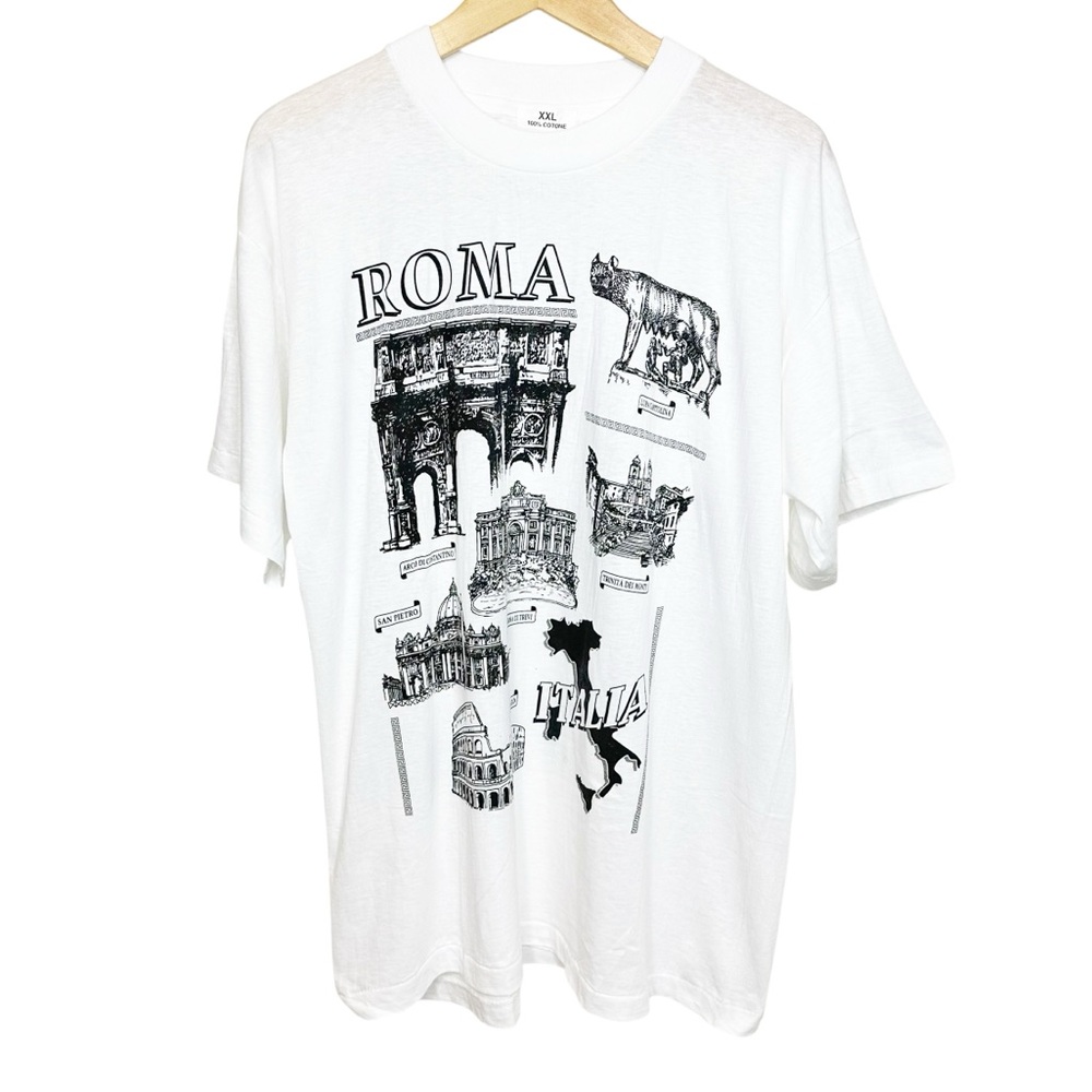 Vintage NOS Single Stitch Roma Italy Souvenir Tourist T-Shirt Size XXL